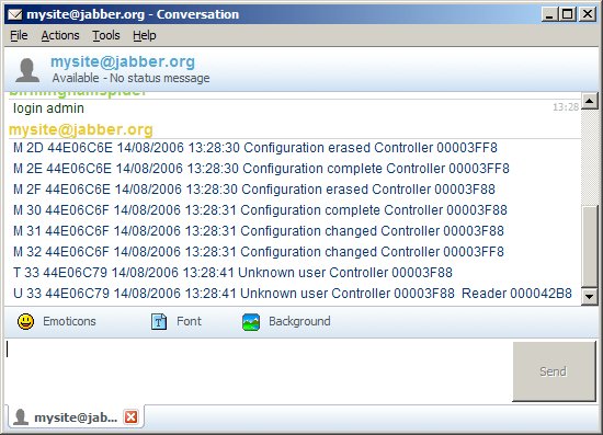 Jabber Session with Human Operator